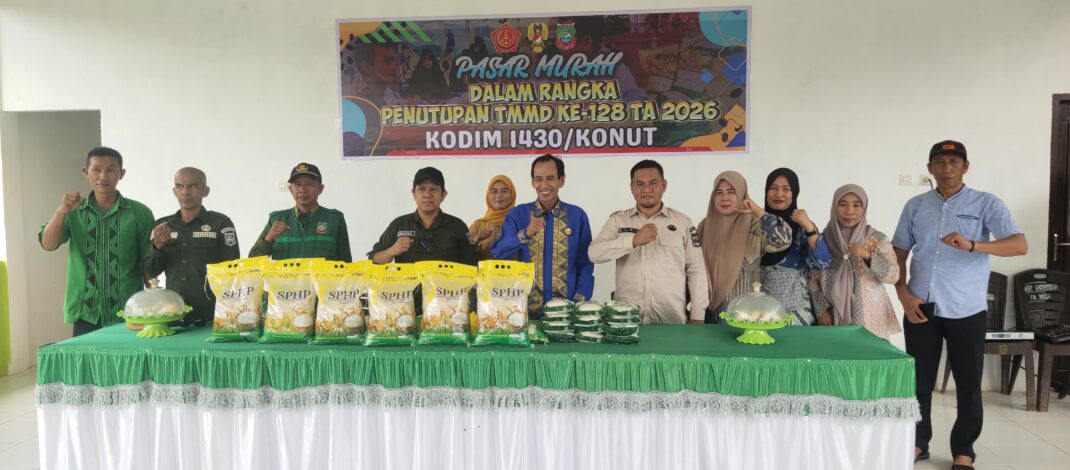 DUKUNG STABILITAS PANGAN JELANG IDUL ADHA, DINAS KETAPANG KONUT GELAR PASAR MURAH DI PENUTUPAN TMMD KE-128